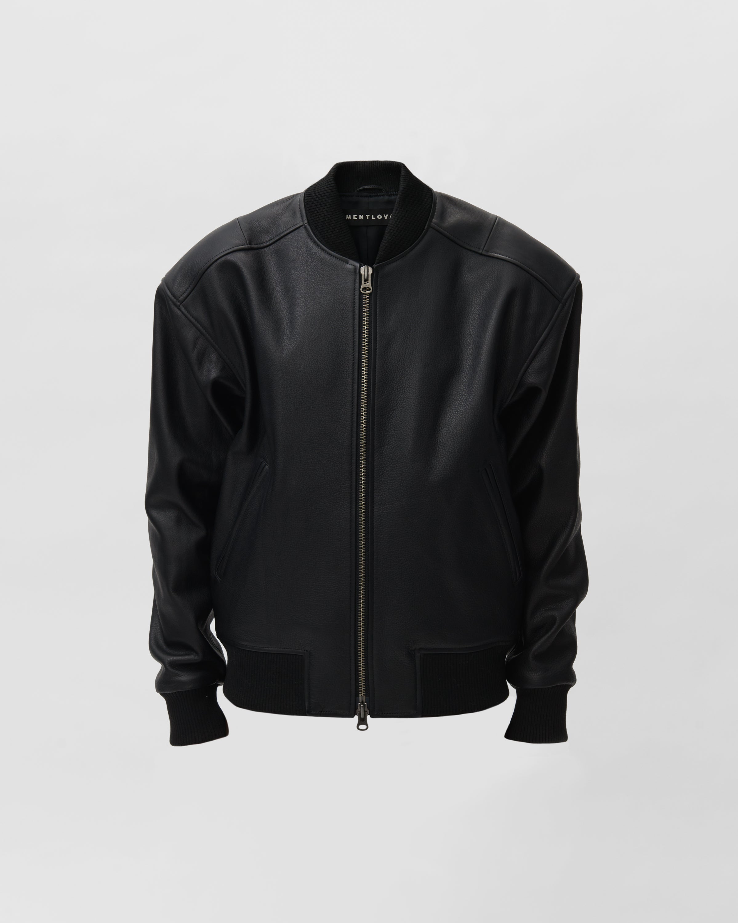 CLASSIC LEATHER BOMBER JACKET IN BLACK – MENTLOVA